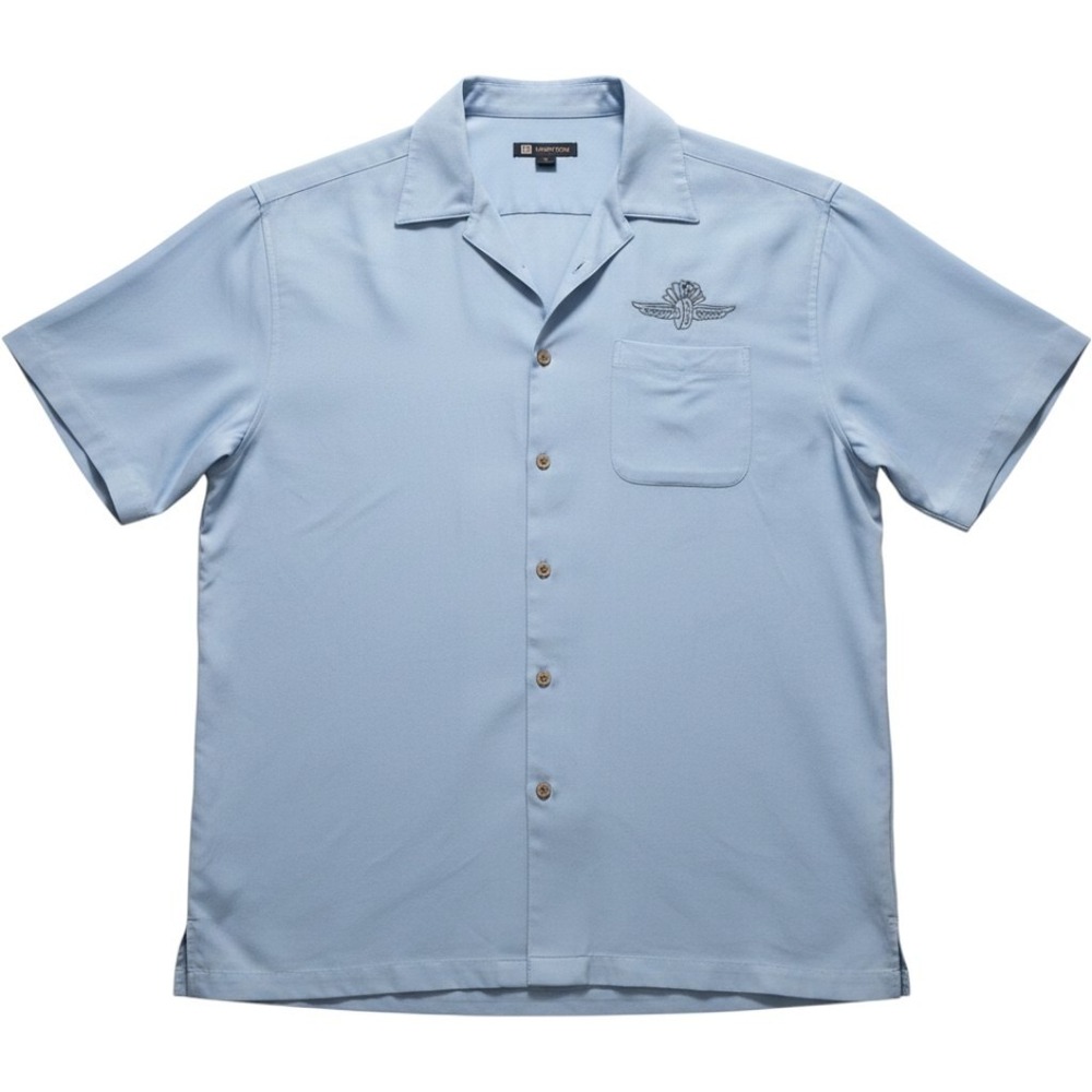 Harriton Indianapolis Motor Speedway Camp Shirt XL Blue Rayon Blend Button Front - Picture 1 of 5